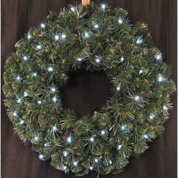 Queens Of Christmas 2 ft. Pre-Lit LED Sequoia Christmas Wreath, Pure White GWSQ-02-LPW